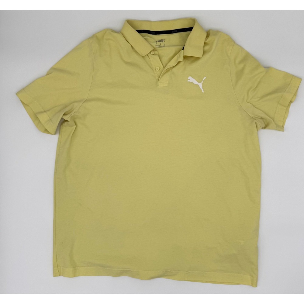 Puma Mens Short Sleeve Polo Shirt Yellow Cat Logo 588509-40 XL